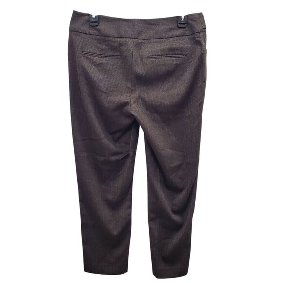 Elle Retro Romance Womens Brown Herringbone Flat Front Cropped Dress Pants NWT 8 - Picture 7 of 7